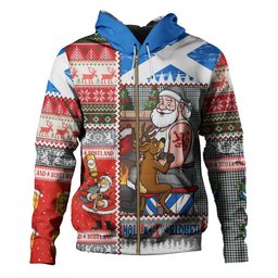 ScotsTee Shop Scottish Halliday (Holliday) Modern Clan Crest Tartan Hoodie Santa Tattoo Christmas Comic Patchwork Style
