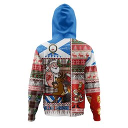 ScotsTee Shop Scottish Erskine Burgundy Clan Crest Tartan Hoodie Santa Tattoo Christmas Comic Patchwork Style