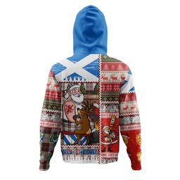 ScotsTee Shop Scottish Erskine Burgundy Clan Crest Tartan Hoodie Santa Tattoo Christmas Comic Patchwork Style