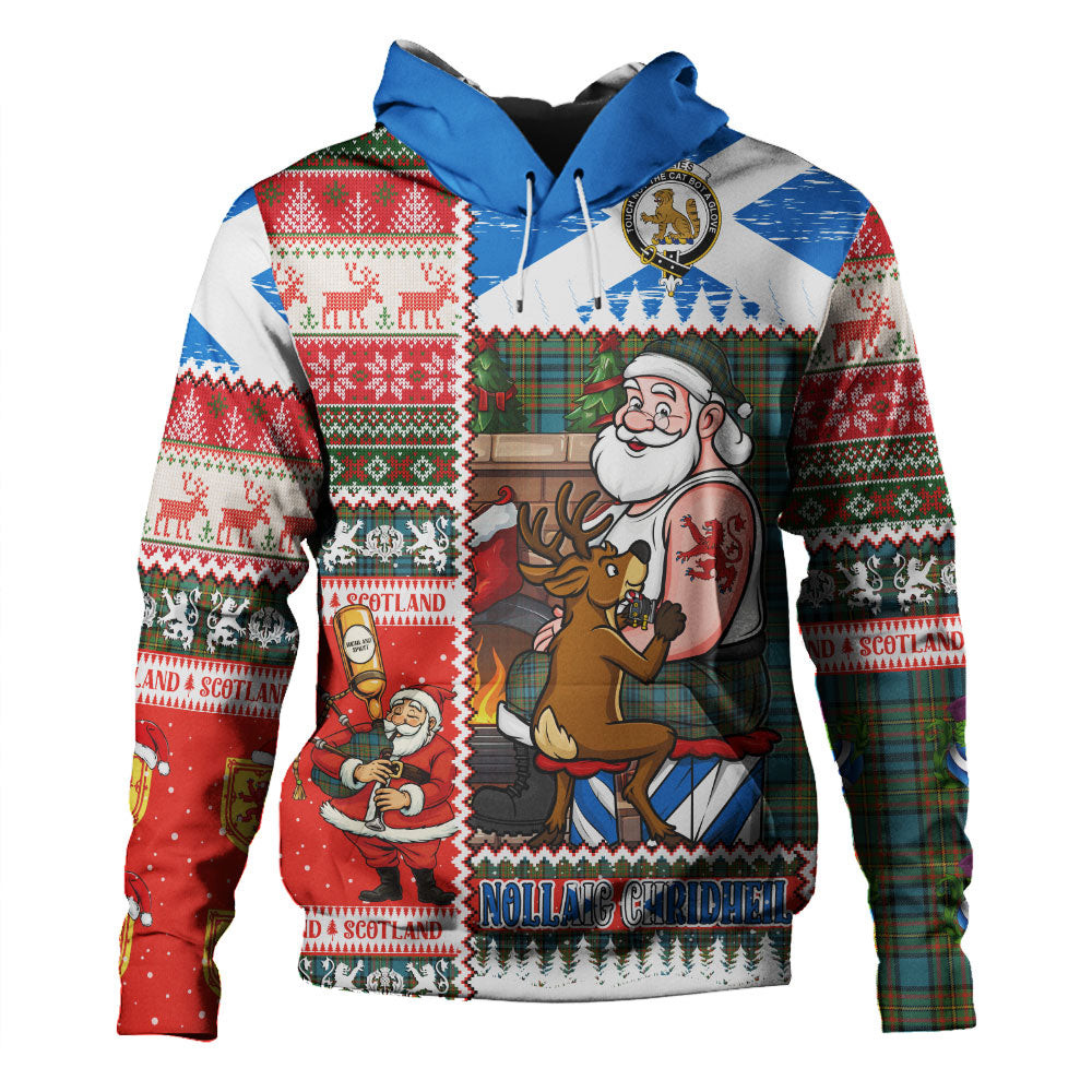 ScotsTee Shop Scottish Gillies Ancient Clan Crest Tartan Hoodie Santa Tattoo Christmas Comic Patchwork Style