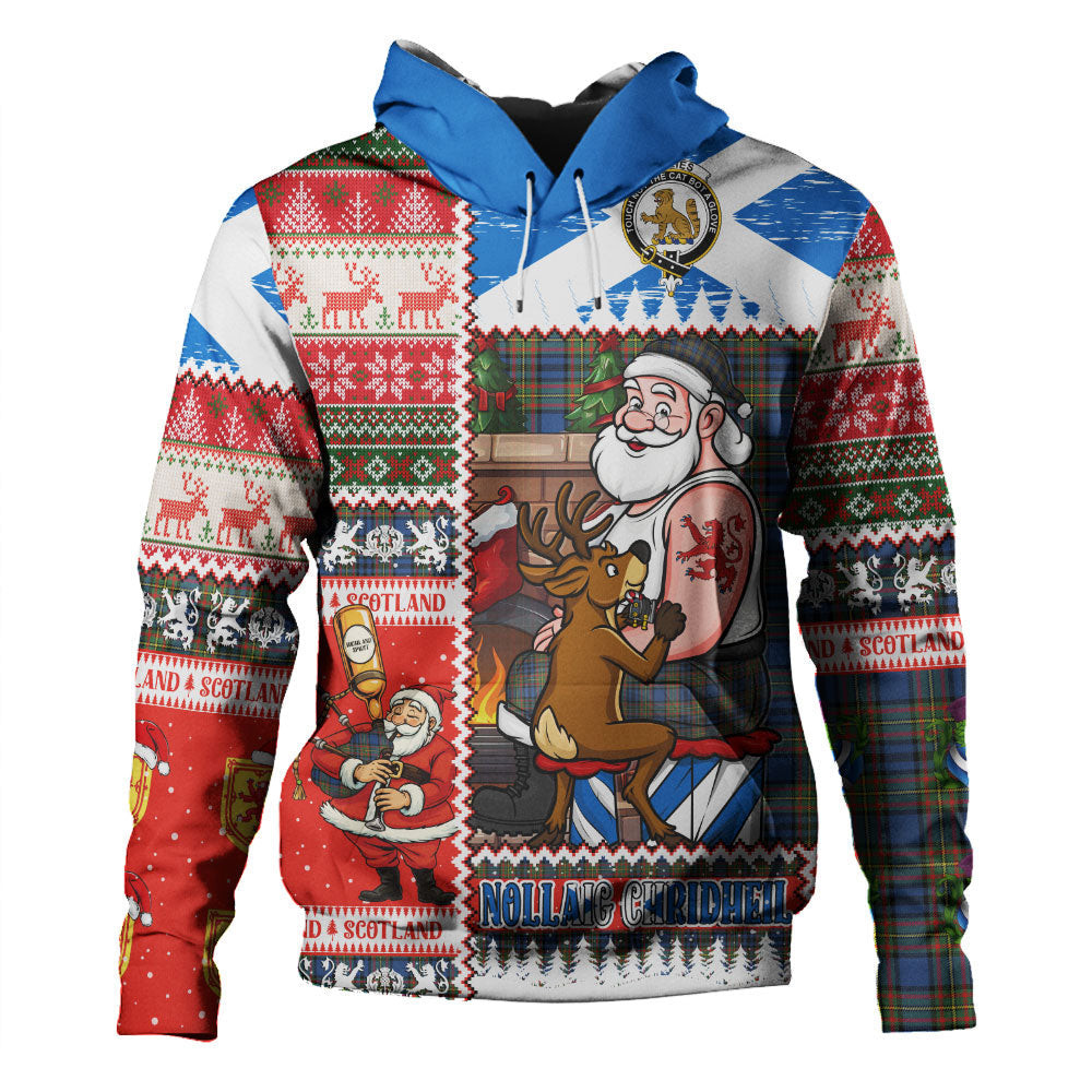 ScotsTee Shop Scottish Gillies Modern Clan Crest Tartan Hoodie Santa Tattoo Christmas Comic Patchwork Style