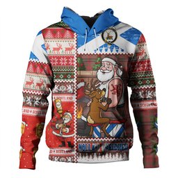 ScotsTee Shop Scottish Fulton 1999 Weathered Clan Crest Tartan Hoodie Santa Tattoo Christmas Comic Patchwork Style