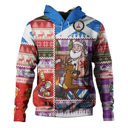 ScotsTee Shop Scottish Erskine Purple Clan Crest Tartan Hoodie Santa Tattoo Christmas Comic Patchwork Style