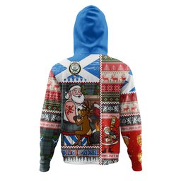 ScotsTee Shop Scottish Innes (Georgina) Weathered Clan Crest Tartan Hoodie Santa Tattoo Christmas Comic Patchwork Style