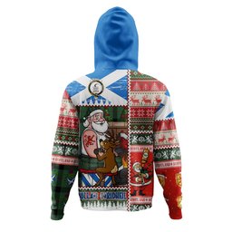 ScotsTee Shop Scottish Kincaid Ancient Clan Crest Tartan Hoodie Santa Tattoo Christmas Comic Patchwork Style