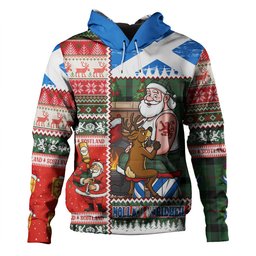 ScotsTee Shop Scottish Kincaid Ancient Clan Crest Tartan Hoodie Santa Tattoo Christmas Comic Patchwork Style