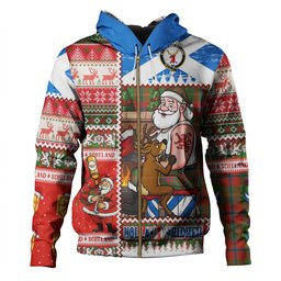 ScotsTee Shop Scottish Hutcheson Ancient Clan Crest Tartan Hoodie Santa Tattoo Christmas Comic Patchwork Style
