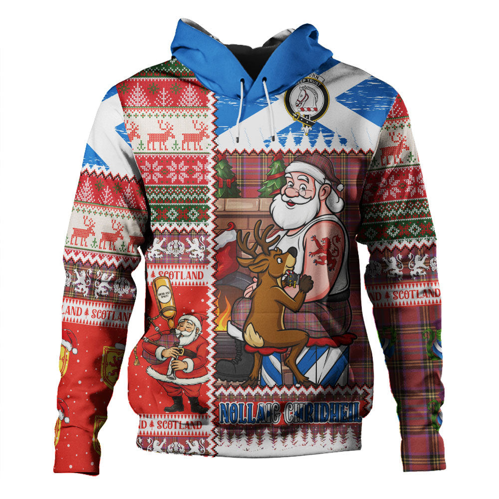 ScotsTee Shop Scottish Hepburn Weathered Clan Crest Tartan Hoodie Santa Tattoo Christmas Comic Patchwork Style