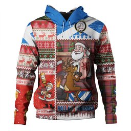 ScotsTee Shop Scottish Hepburn Weathered Clan Crest Tartan Hoodie Santa Tattoo Christmas Comic Patchwork Style