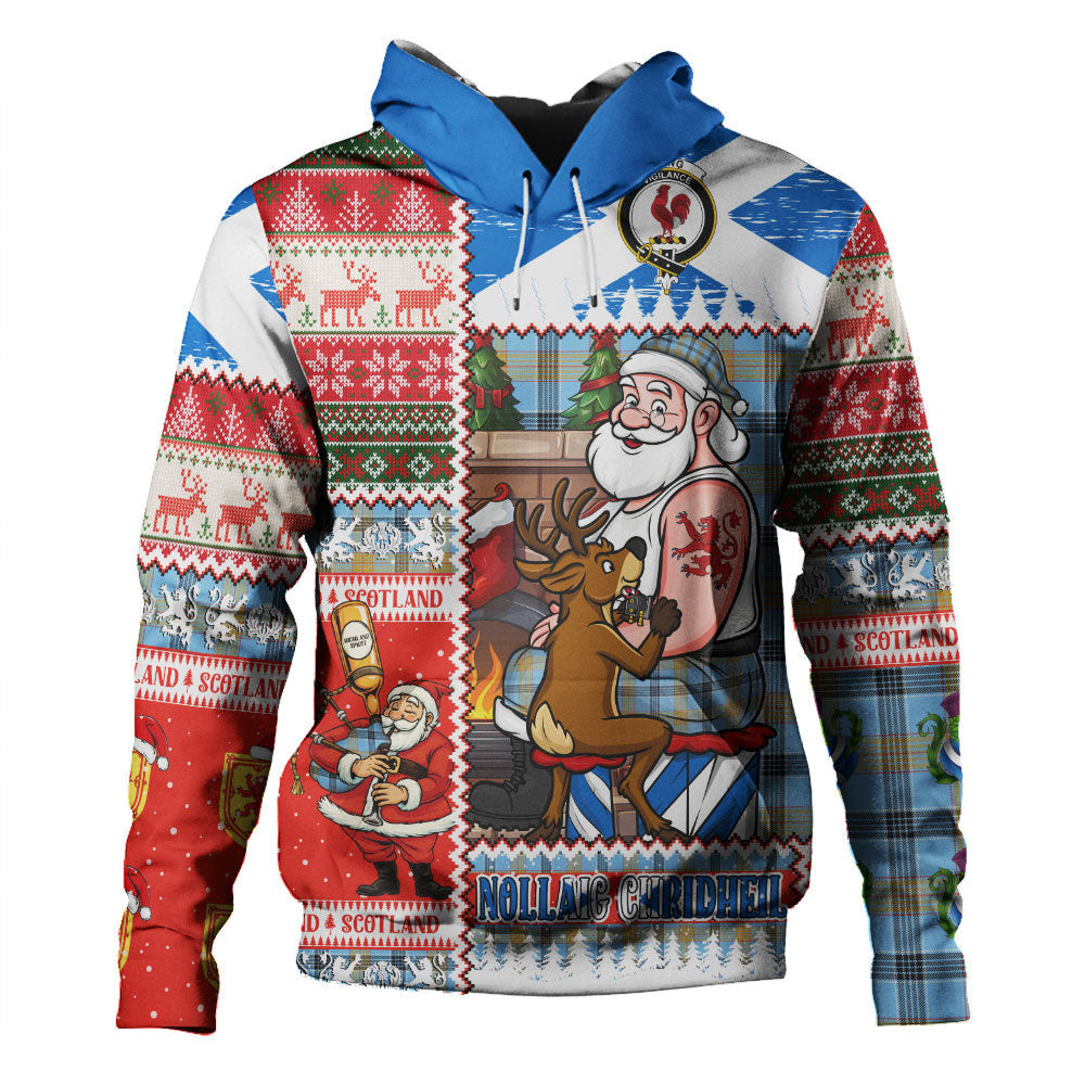 ScotsTee Shop Scottish Laing (Lang) Ancient Clan Crest Tartan Hoodie Santa Tattoo Christmas Comic Patchwork Style
