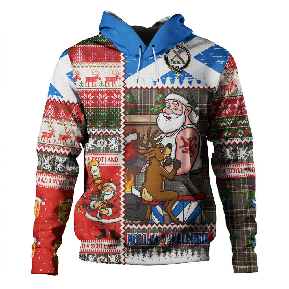 ScotsTee Shop Scottish Hislop #2 Weathered Clan Crest Tartan Hoodie Santa Tattoo Christmas Comic Patchwork Style