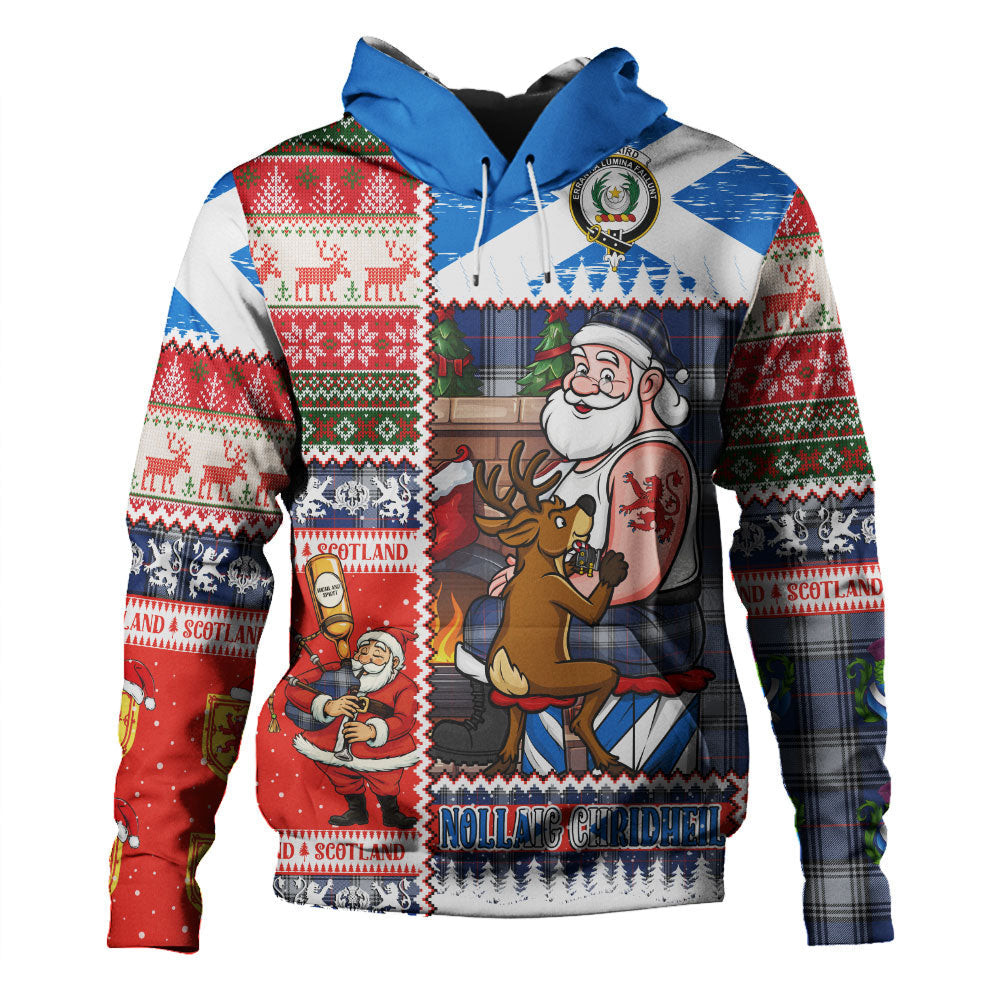 ScotsTee Shop Scottish Kinnaird Modern Clan Crest Tartan Hoodie Santa Tattoo Christmas Comic Patchwork Style