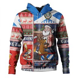 ScotsTee Shop Scottish Kinnaird Modern Clan Crest Tartan Hoodie Santa Tattoo Christmas Comic Patchwork Style