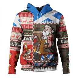 ScotsTee Shop Scottish MacArthur Weathered Clan Crest Tartan Hoodie Santa Tattoo Christmas Comic Patchwork Style