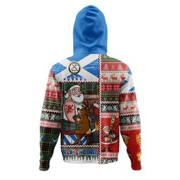 ScotsTee Shop Scottish Hislop #2 Ancient Clan Crest Tartan Hoodie Santa Tattoo Christmas Comic Patchwork Style