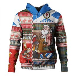 ScotsTee Shop Scottish Laing (Lang) Weathered Clan Crest Tartan Hoodie Santa Tattoo Christmas Comic Patchwork Style