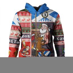 ScotsTee Shop Scottish MacAinsh Weathered Clan Crest Tartan Hoodie Santa Tattoo Christmas Comic Patchwork Style