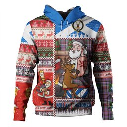 ScotsTee Shop Scottish Huntly Ancient Clan Crest Tartan Hoodie Santa Tattoo Christmas Comic Patchwork Style