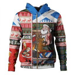 ScotsTee Shop Scottish MacDonald (Donald) Ancient Clan Crest Tartan Hoodie Santa Tattoo Christmas Comic Patchwork Style