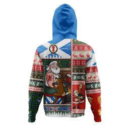 ScotsTee Shop Scottish MacBride Ancient Clan Crest Tartan Hoodie Santa Tattoo Christmas Comic Patchwork Style