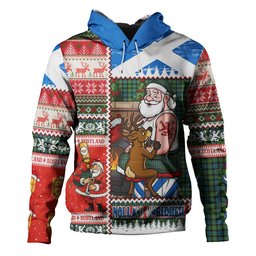 ScotsTee Shop Scottish MacBride Ancient Clan Crest Tartan Hoodie Santa Tattoo Christmas Comic Patchwork Style