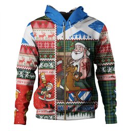 ScotsTee Shop Scottish MacBride Ancient Clan Crest Tartan Hoodie Santa Tattoo Christmas Comic Patchwork Style