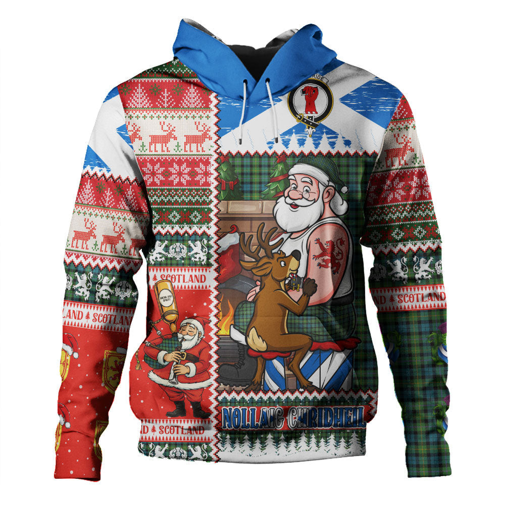 ScotsTee Shop Scottish MacBride Ancient Clan Crest Tartan Hoodie Santa Tattoo Christmas Comic Patchwork Style