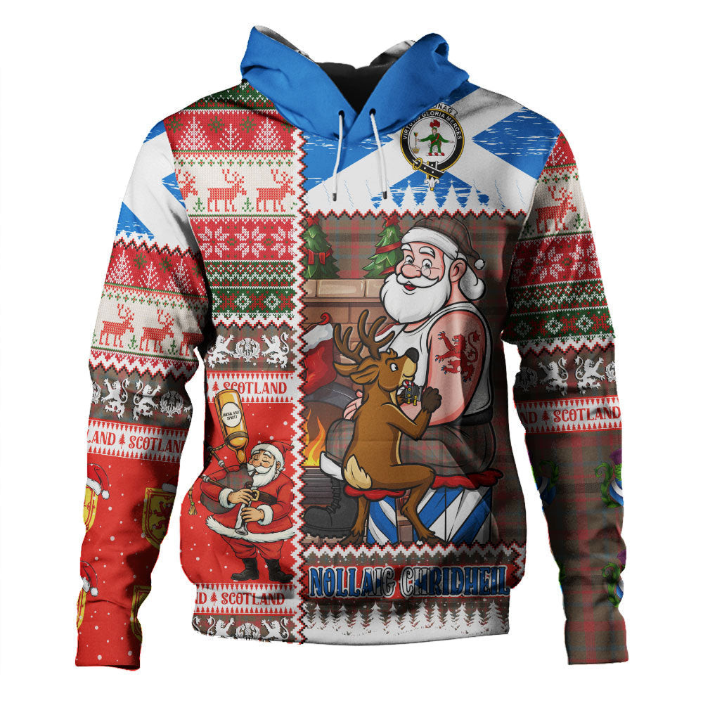 ScotsTee Shop Scottish MacDonagh Weathered Clan Crest Tartan Hoodie Santa Tattoo Christmas Comic Patchwork Style