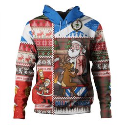 ScotsTee Shop Scottish MacDonagh Weathered Clan Crest Tartan Hoodie Santa Tattoo Christmas Comic Patchwork Style