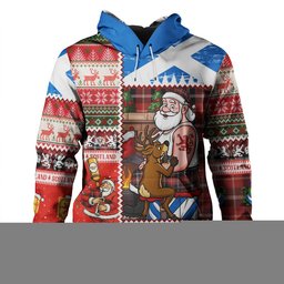 ScotsTee Shop Scottish Marjoribanks Modern Clan Crest Tartan Hoodie Santa Tattoo Christmas Comic Patchwork Style