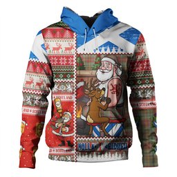 ScotsTee Shop Scottish Muirhead Weathered Clan Crest Tartan Hoodie Santa Tattoo Christmas Comic Patchwork Style