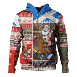 ScotsTee Shop Scottish Muirhead Weathered Clan Crest Tartan Hoodie Santa Tattoo Christmas Comic Patchwork Style