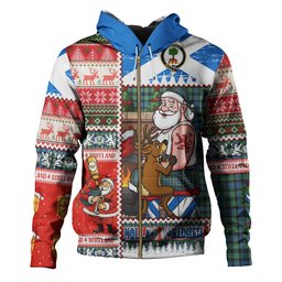 ScotsTee Shop Scottish Mouat Clan Crest Tartan Hoodie Santa Tattoo Christmas Comic Patchwork Style