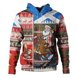 ScotsTee Shop Scottish MacWhirter Ancient Clan Crest Tartan Hoodie Santa Tattoo Christmas Comic Patchwork Style