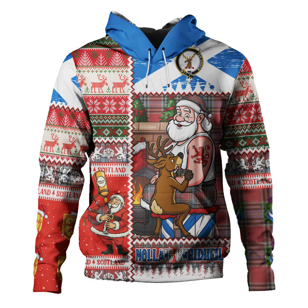 ScotsTee Shop Scottish MacLeay Weathered Clan Crest Tartan Hoodie Santa Tattoo Christmas Comic Patchwork Style