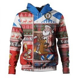 ScotsTee Shop Scottish MacLeay Weathered Clan Crest Tartan Hoodie Santa Tattoo Christmas Comic Patchwork Style