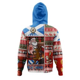 ScotsTee Shop Scottish Marjoribanks Ancient Clan Crest Tartan Hoodie Santa Tattoo Christmas Comic Patchwork Style