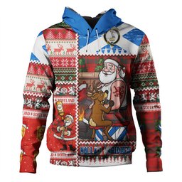 ScotsTee Shop Scottish MacQuarrie (MacGuarie) Modern Clan Crest Tartan Hoodie Santa Tattoo Christmas Comic Patchwork Style