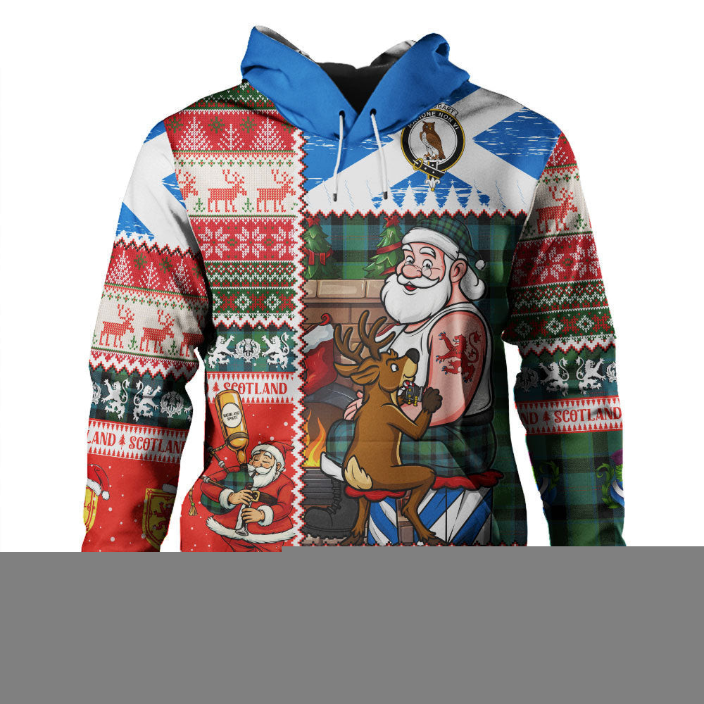 ScotsTee Shop Scottish MacTaggart Ancient Clan Crest Tartan Hoodie Santa Tattoo Christmas Comic Patchwork Style