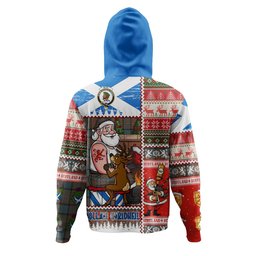ScotsTee Shop Scottish Muir Weathered Clan Crest Tartan Hoodie Santa Tattoo Christmas Comic Patchwork Style