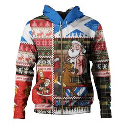 ScotsTee Shop Scottish Raeburn Ancient Clan Crest Tartan Hoodie Santa Tattoo Christmas Comic Patchwork Style