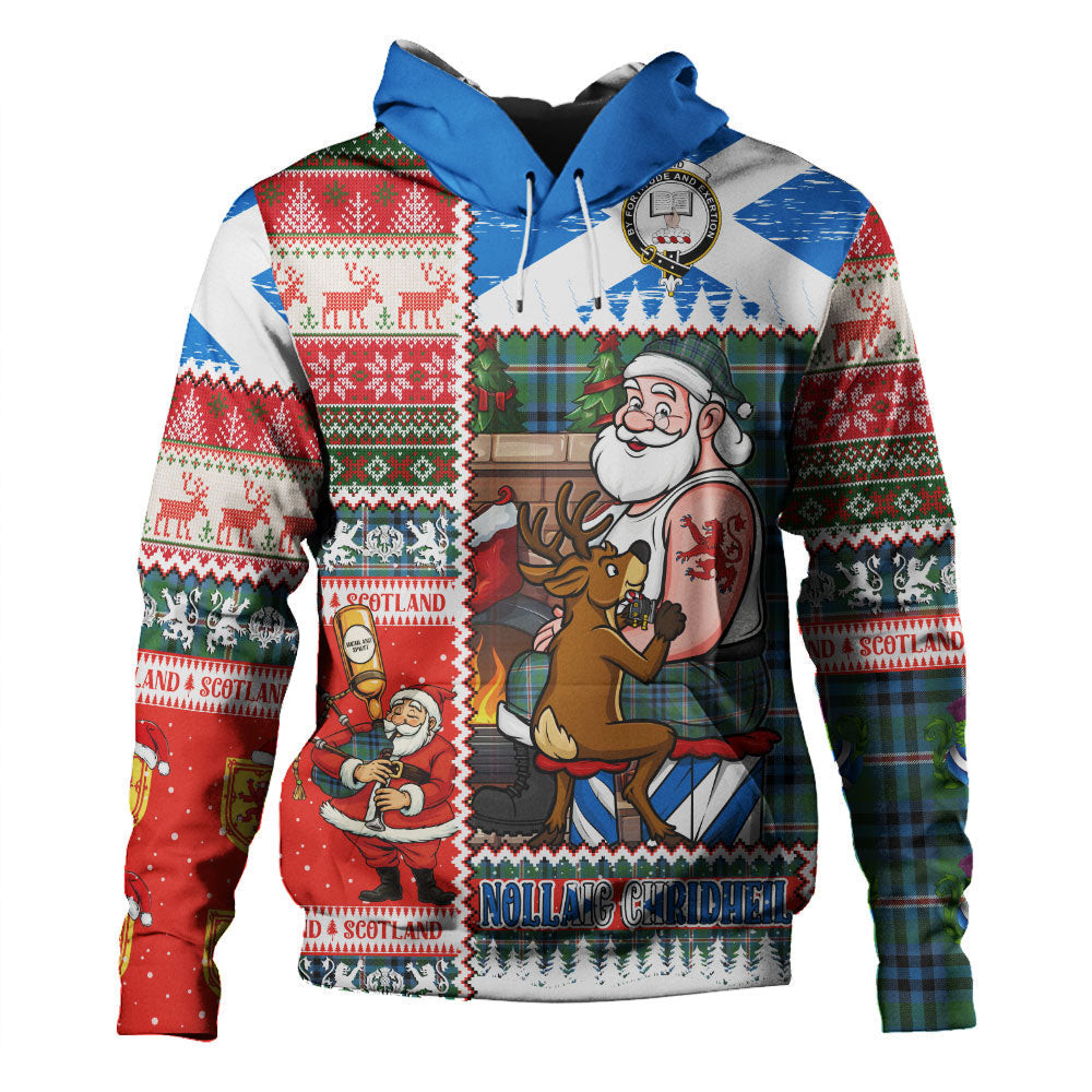 ScotsTee Shop Scottish Reid (Mill City) Ancient Clan Crest Tartan Hoodie Santa Tattoo Christmas Comic Patchwork Style