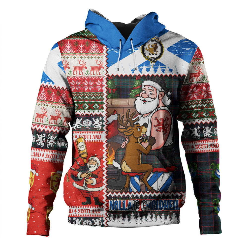 ScotsTee Shop Scottish Newlands (Walker Newlands) Modern Clan Crest Tartan Hoodie Santa Tattoo Christmas Comic Patchwork Style