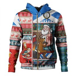 ScotsTee Shop Scottish Porteous Modern Clan Crest Tartan Hoodie Santa Tattoo Christmas Comic Patchwork Style