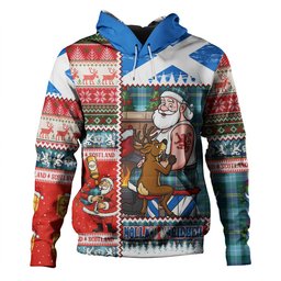 ScotsTee Shop Scottish Porteous Modern Clan Crest Tartan Hoodie Santa Tattoo Christmas Comic Patchwork Style