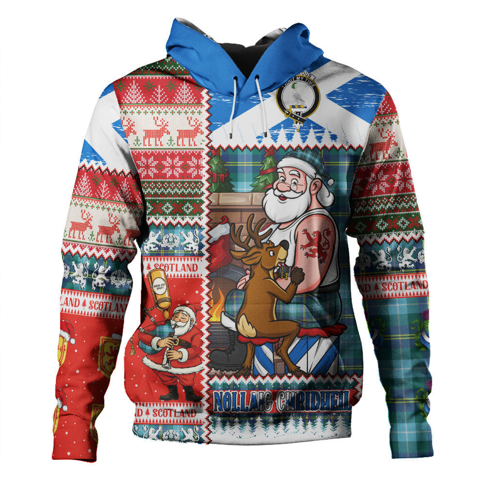 ScotsTee Shop Scottish Porteous Modern Clan Crest Tartan Hoodie Santa Tattoo Christmas Comic Patchwork Style
