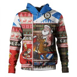 ScotsTee Shop Scottish Raeburn Weathered Clan Crest Tartan Hoodie Santa Tattoo Christmas Comic Patchwork Style