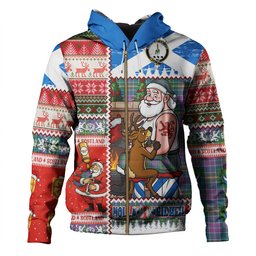 ScotsTee Shop Scottish Yule Ancient Clan Crest Tartan Hoodie Santa Tattoo Christmas Comic Patchwork Style
