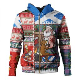 ScotsTee Shop Scottish Yule Ancient Clan Crest Tartan Hoodie Santa Tattoo Christmas Comic Patchwork Style