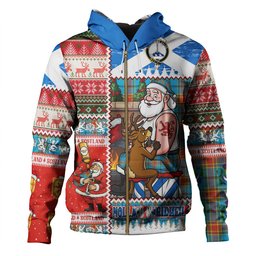 ScotsTee Shop Scottish Traill (Trayle) Weathered Clan Crest Tartan Hoodie Santa Tattoo Christmas Comic Patchwork Style